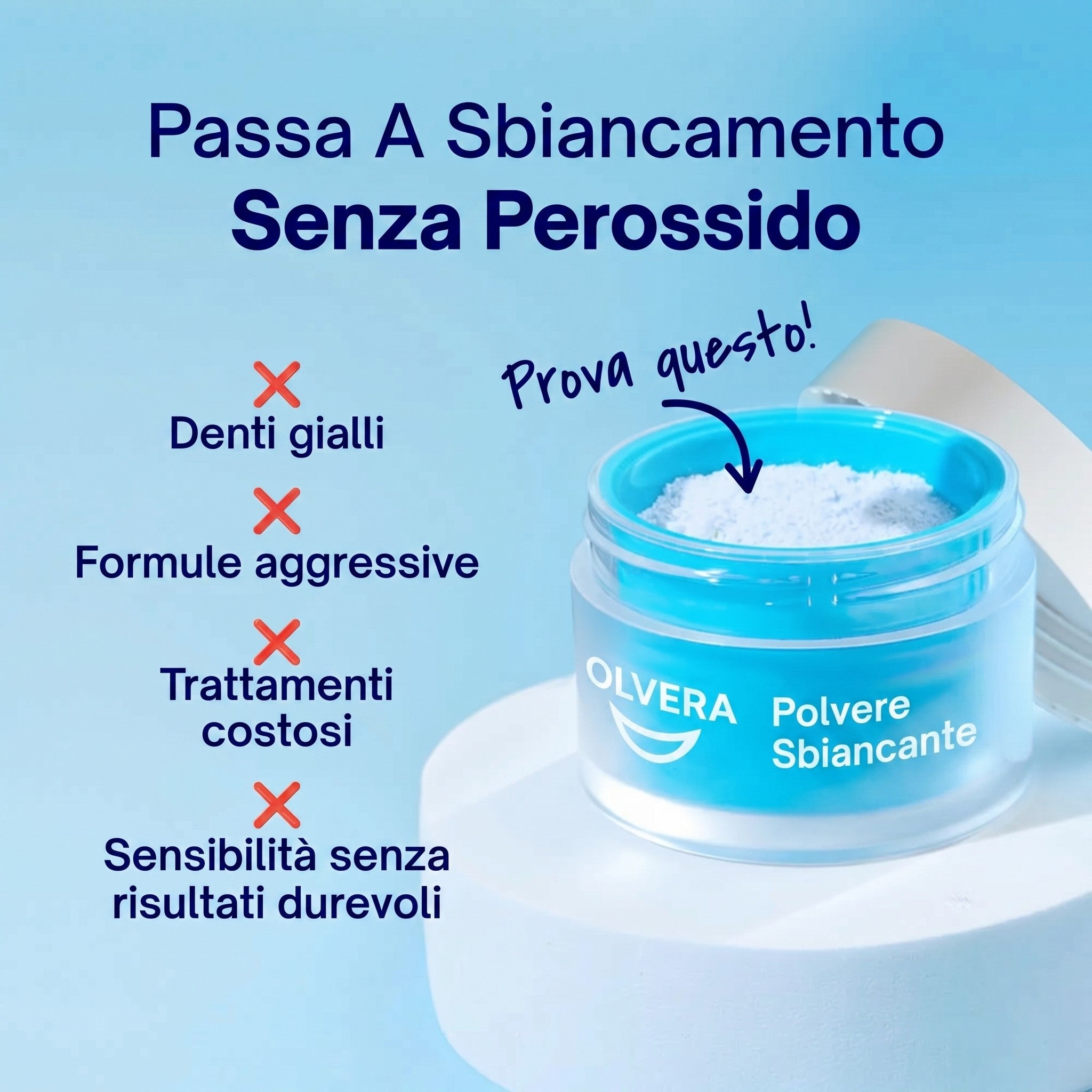 Polvere sbiancante per denti approvata dai dentisti
