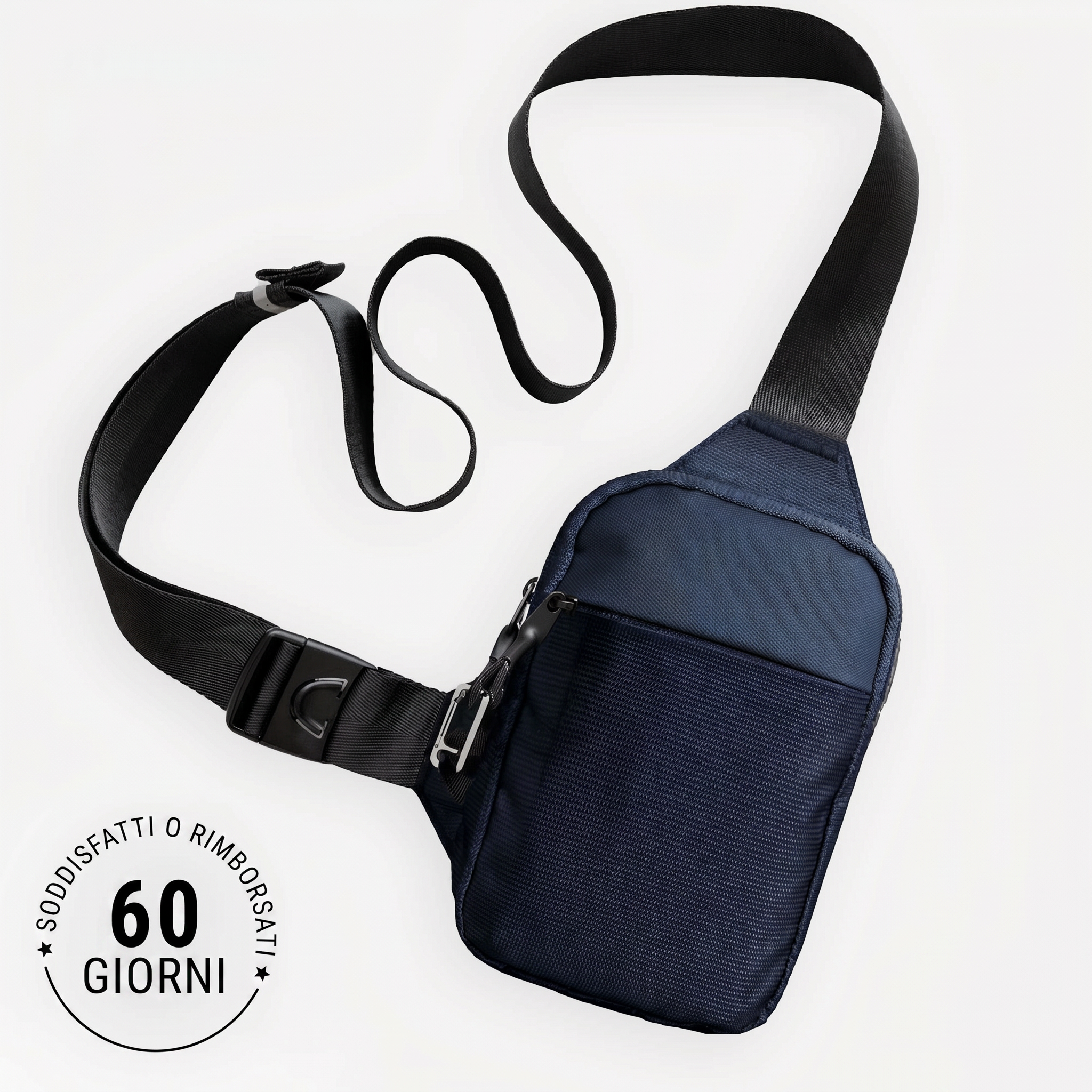Borsa tracolla blu navy grande 1.6L garanzia 60 giorni