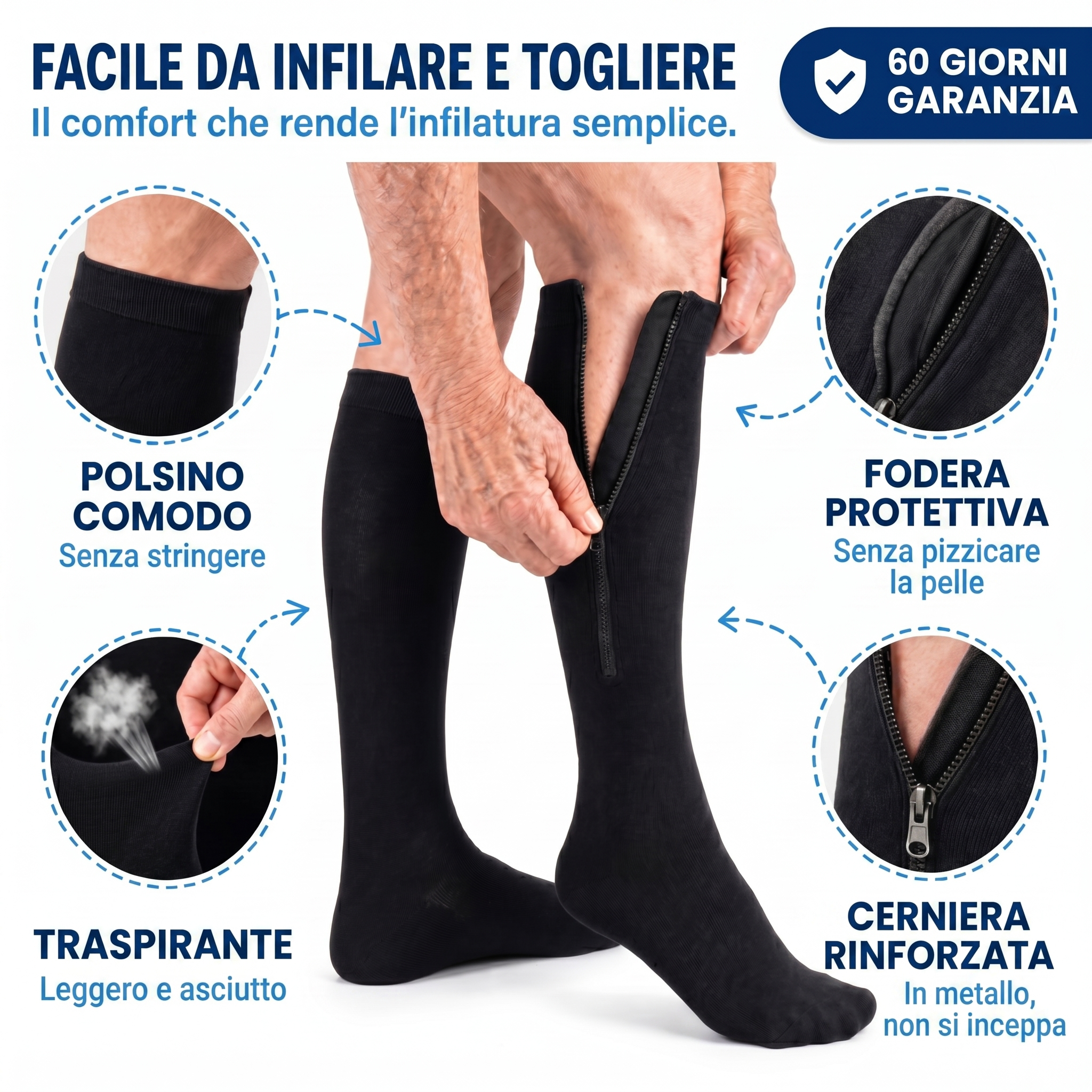 Calze a Compressione con Zip